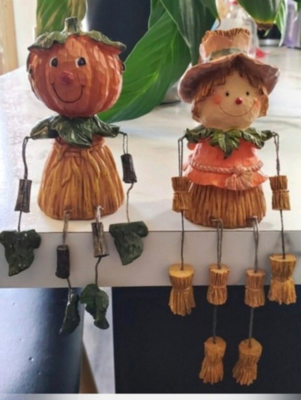 Scarecrow & Pumpkin Head Shelf Sitters 2 Piece Figurine Set